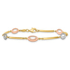 10K Tri-Color Polished Bracelet