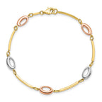 10K Tri-Color Polished Bracelet