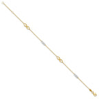 10K Two-tone Infinity 4-Station 9 inch Plus 1 inch Extender - Total 10 inch Anklet