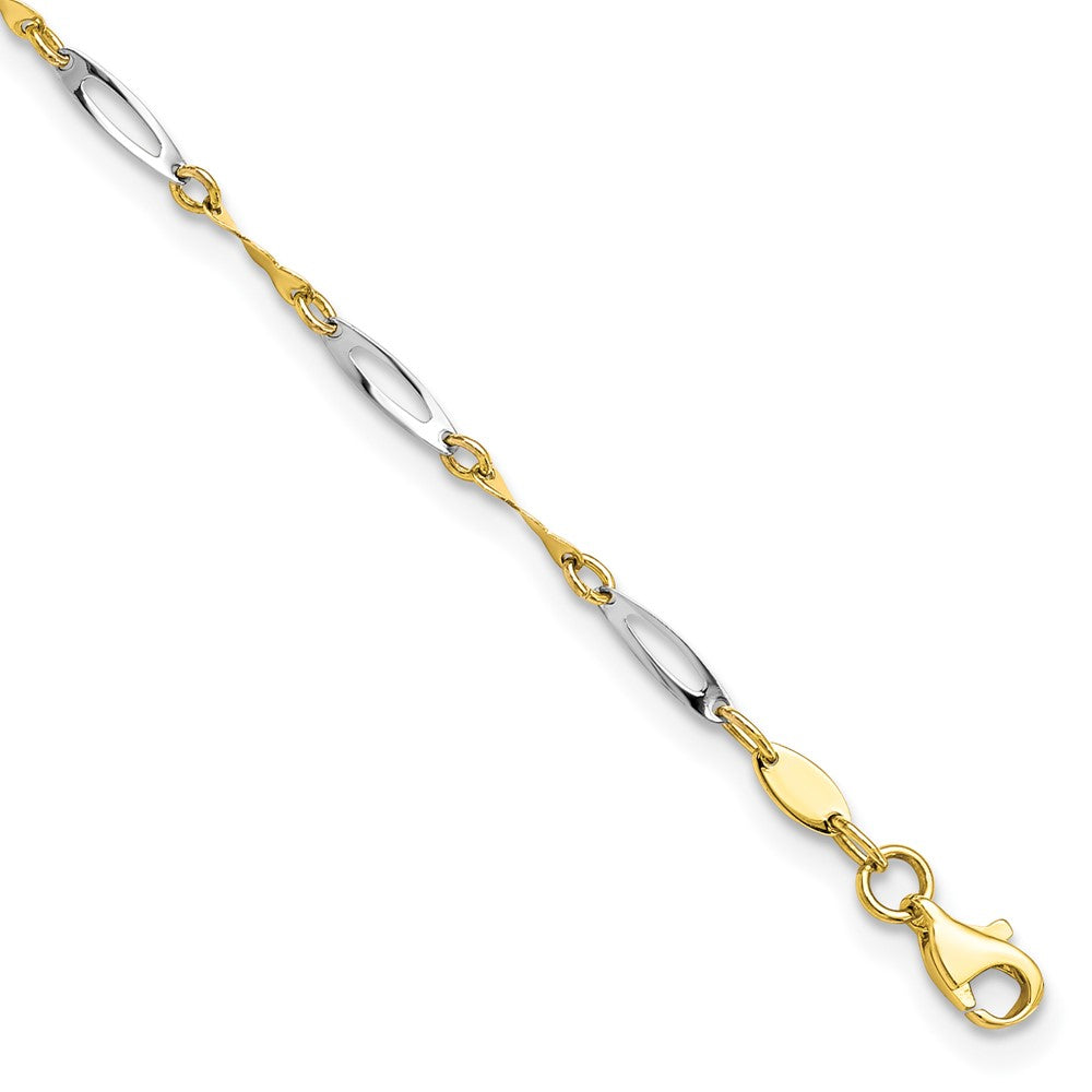 10K Two-tone Twisted Link Plus Extender - Total Anklet