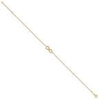 10K Polished Infinity 9 inch Plus 1 inch Extender - Total 10 inch Anklet