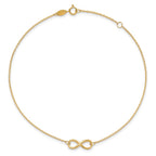10K Polished Infinity 9 inch Plus 1 inch Extender - Total 10 inch Anklet