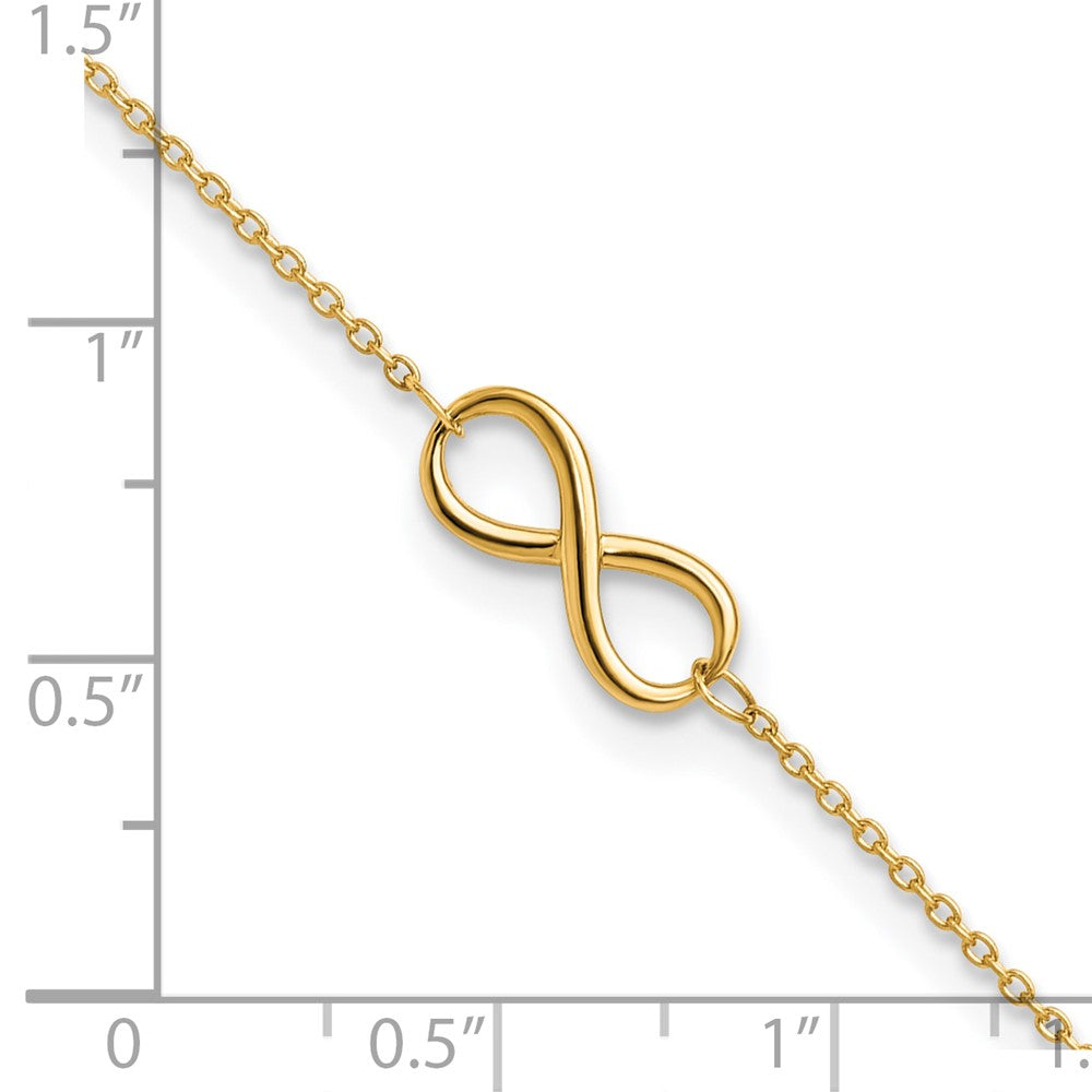 10K Polished Infinity 9 inch Plus 1 inch Extender - Total 10 inch Anklet