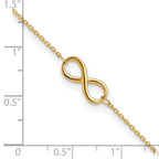 10K Polished Infinity 9 inch Plus 1 inch Extender - Total 10 inch Anklet