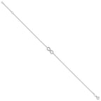 10K White Gold Polished Infinity 9 inch Plus 1 inch Extender - Total 10 inch Anklet