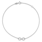 10K White Gold Polished Infinity 9 inch Plus 1 inch Extender - Total 10 inch Anklet