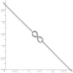 10K White Gold Polished Infinity 9 inch Plus 1 inch Extender - Total 10 inch Anklet