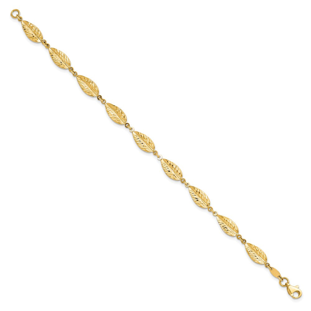 10K Polished Leaf Bracelet