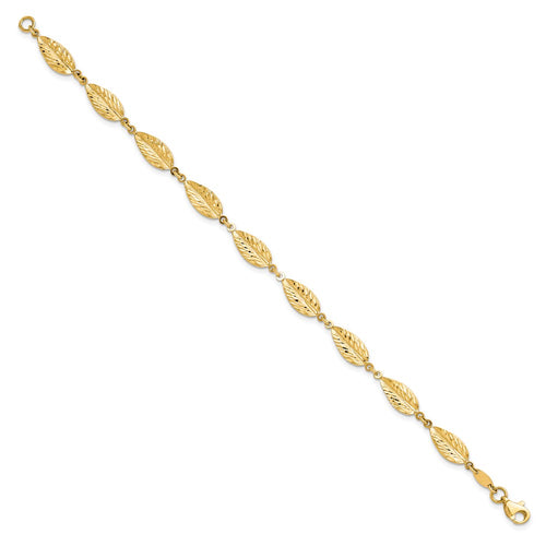 10K Polished Leaf Bracelet