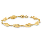 10K Polished Leaf Bracelet