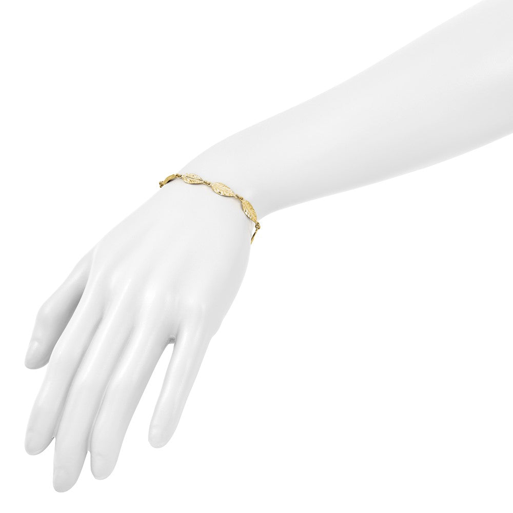 10K Polished Leaf Bracelet