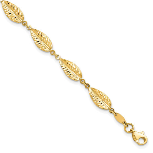 10K Polished Leaf Bracelet