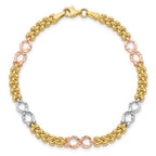 10K Tri-color Reversible Infinity Bracelet