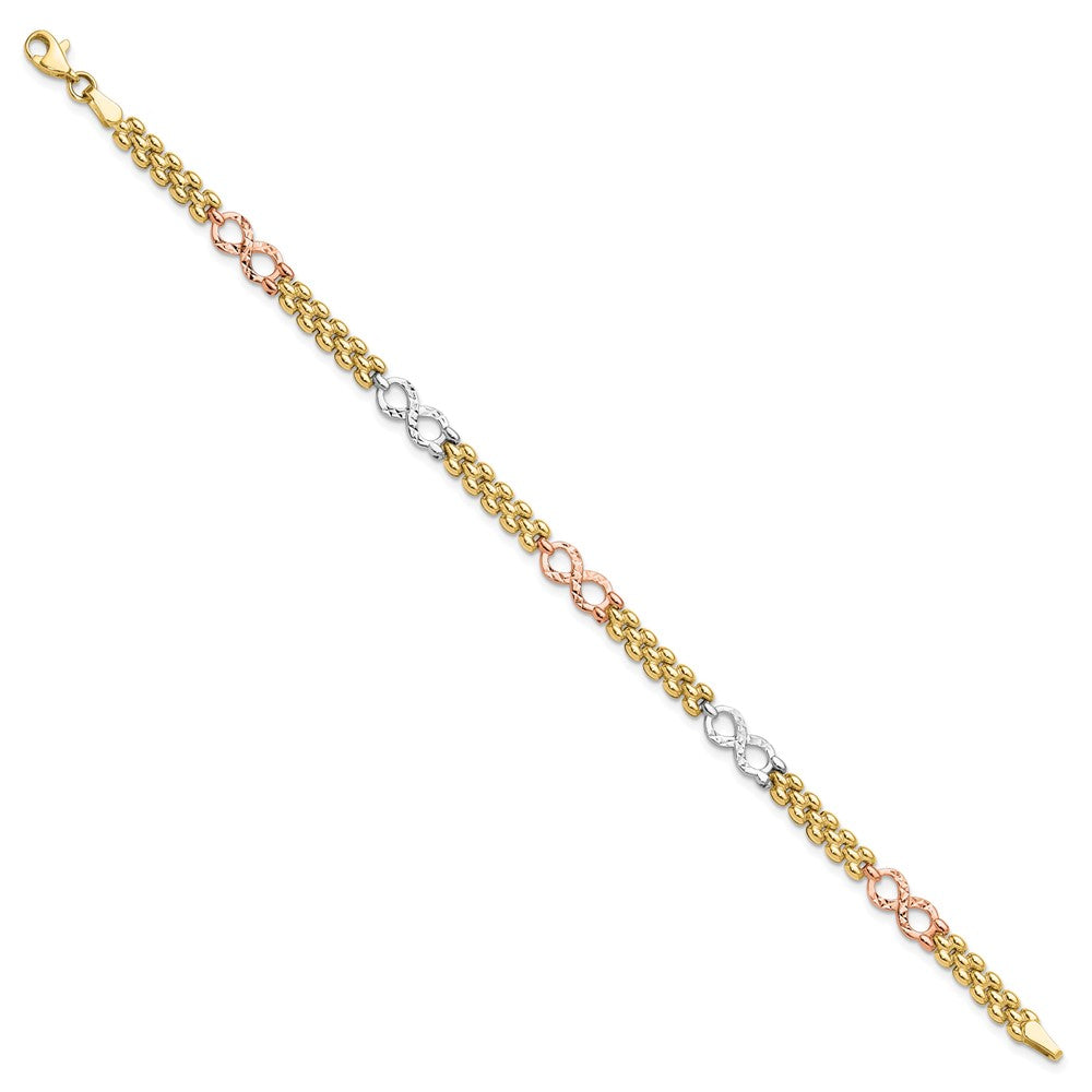 10K Tri-color Reversible Infinity Bracelet
