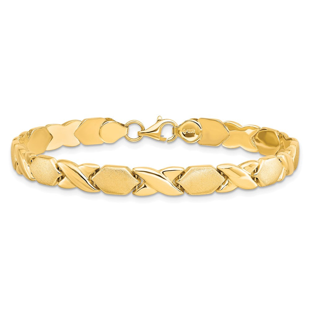 10KPolished and Brushed X/O Fancy Bracelet