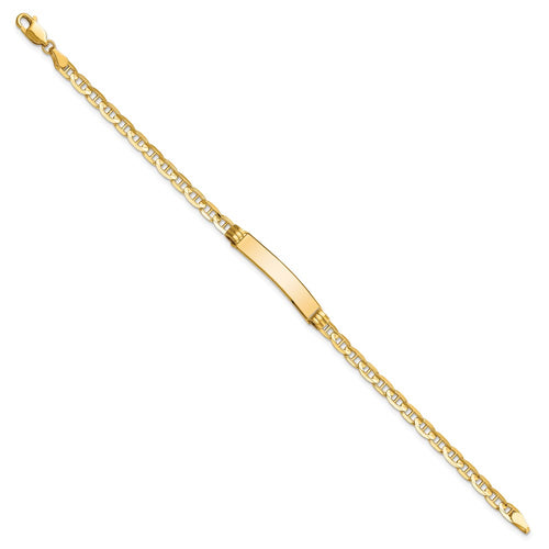 10k Polished Solid Chain/Solid Plate Anchor Link 25x5mm Plate ID Bracelet