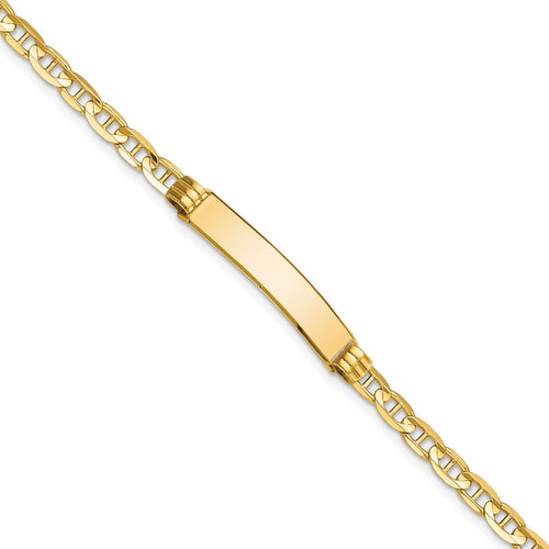 10k Polished Solid Chain/Solid Plate Anchor Link 25x5mm Plate ID Bracelet