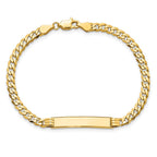 10k Polished Solid Chain/Solid Plate Curb Link 25x5mm Plate ID Bracelet