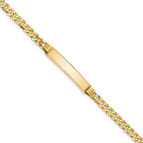 10k Polished Solid Chain/Solid Plate Curb Link 25x5mm Plate ID Bracelet