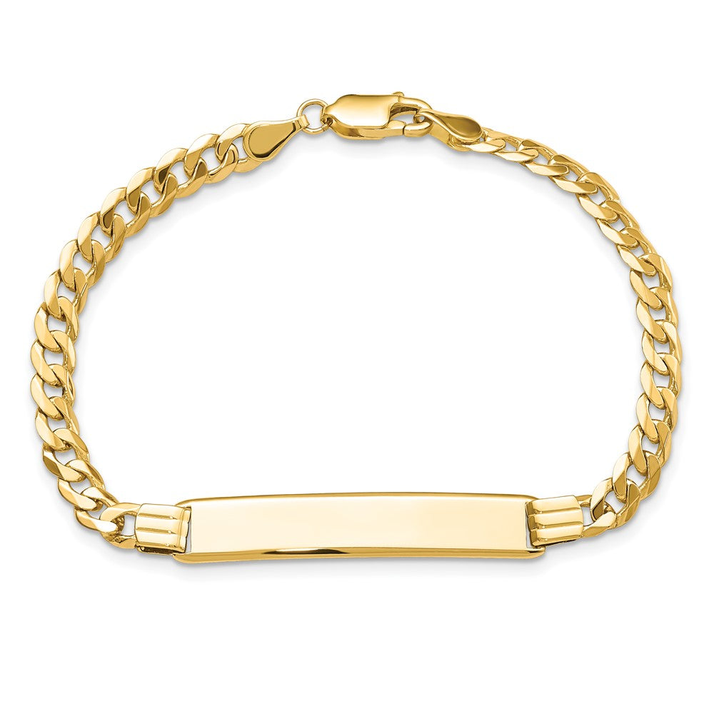 10k Polished Solid Chain/Solid Plate Curb Link 33x7mm Plate ID Bracelet