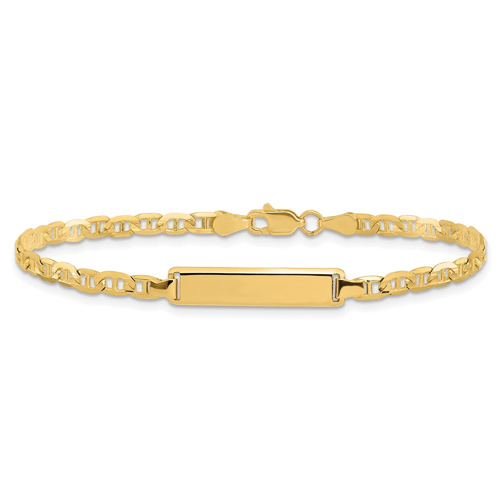 10k Polished Solid Chain/Solid Plate Anchor Link 20x5mm Plate ID Bracelet