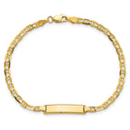 10k Polished Solid Chain/Solid Plate Anchor Link 20x5mm Plate ID Bracelet