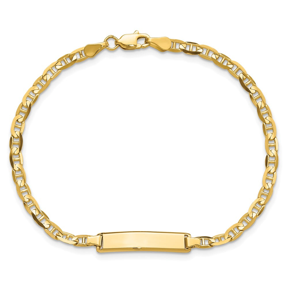 10k Polished Solid Chain/Solid Plate Anchor Link 20x5mm Plate ID Bracelet