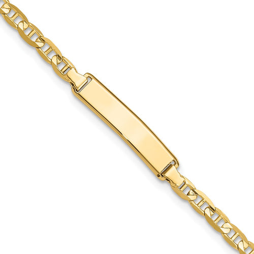 10k Polished Solid Chain/Solid Plate Anchor Link 20x5mm Plate ID Bracelet