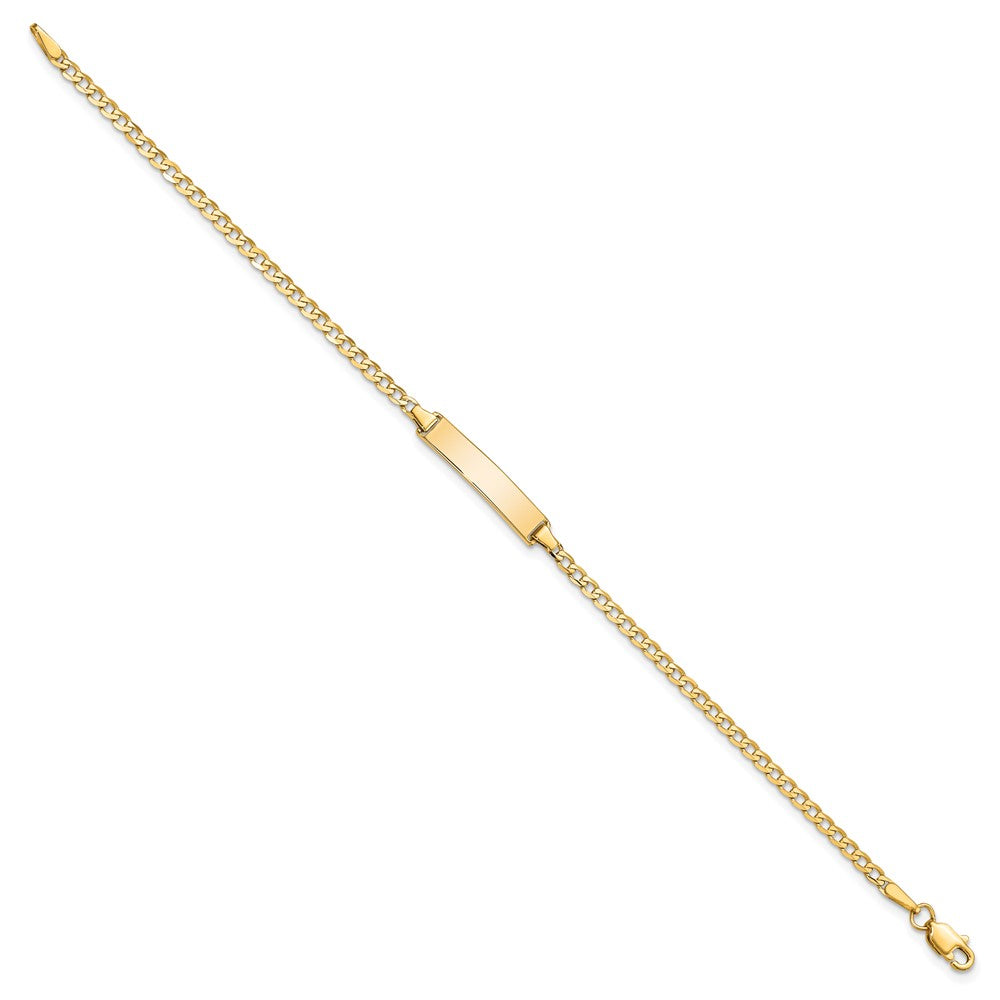 10k Polished Solid Chain/Solid Plate Flat Curb Link 22x5mm Plate ID Bracelet