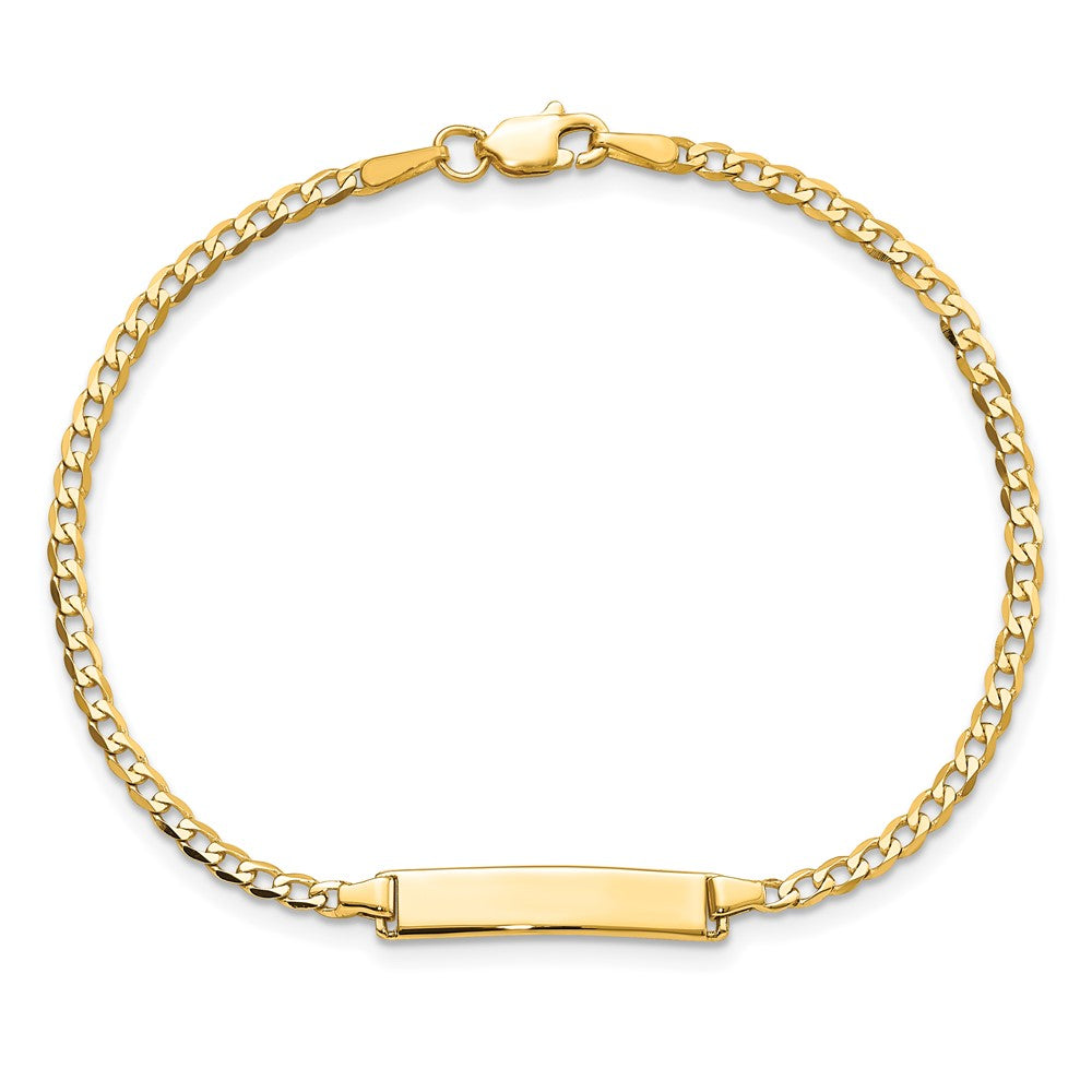 10k Polished Solid Chain/Solid Plate Flat Curb Link 22x5mm Plate ID Bracelet