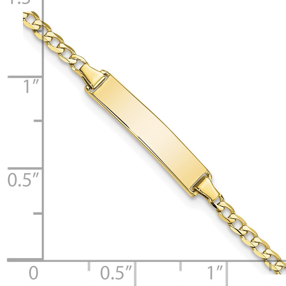 10k Polished Solid Chain/Solid Plate Flat Curb Link 22x5mm Plate ID Bracelet
