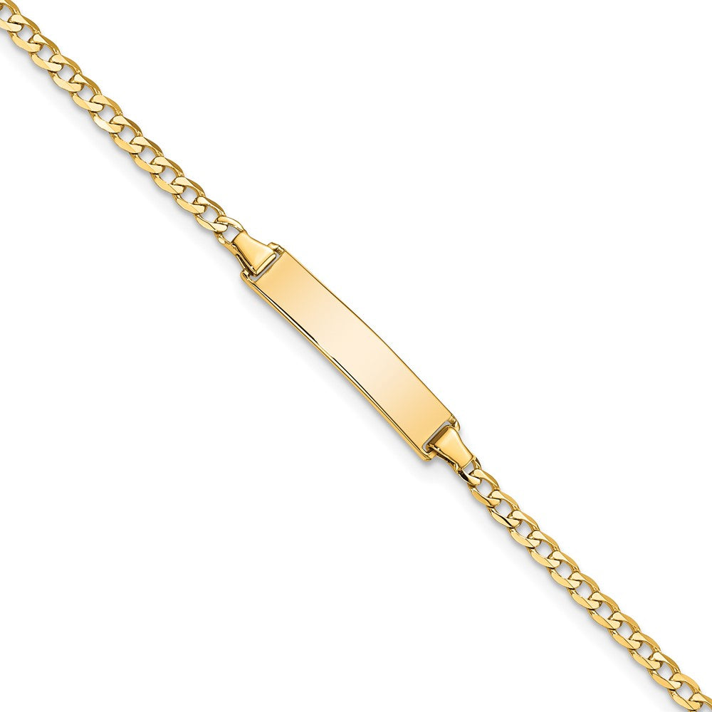 10k Polished Solid Chain/Solid Plate Flat Curb Link 22x5mm Plate ID Bracelet