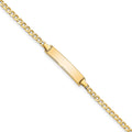 10k Polished Solid Chain/Solid Plate Flat Curb Link 22x5mm Plate ID Bracelet