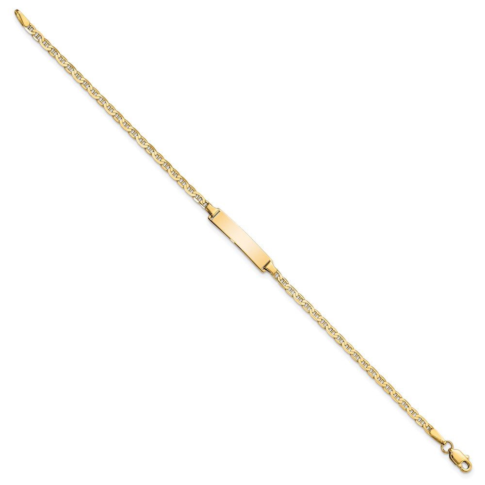 10k Polished Solid Chain/Solid Plate Flat Anchor Link 22x5mm Plate ID Bracelet