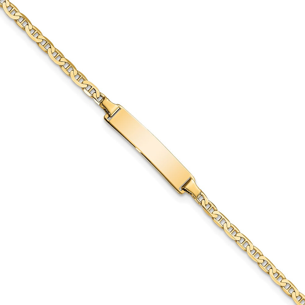 10k Polished Solid Chain/Solid Plate Flat Anchor Link 22x5mm Plate ID Bracelet