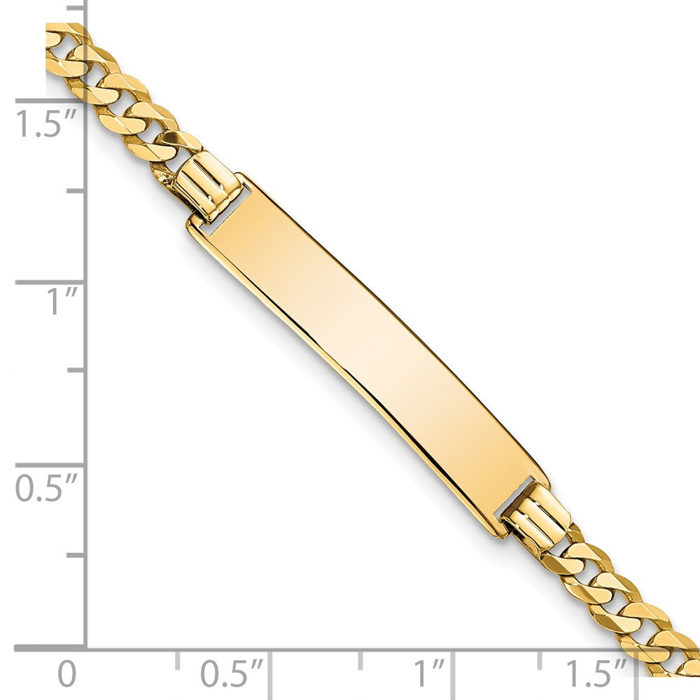 10k Polished Solid Chain/Solid Plate Flat Curb Link 27x5mm Plate ID Bracelet