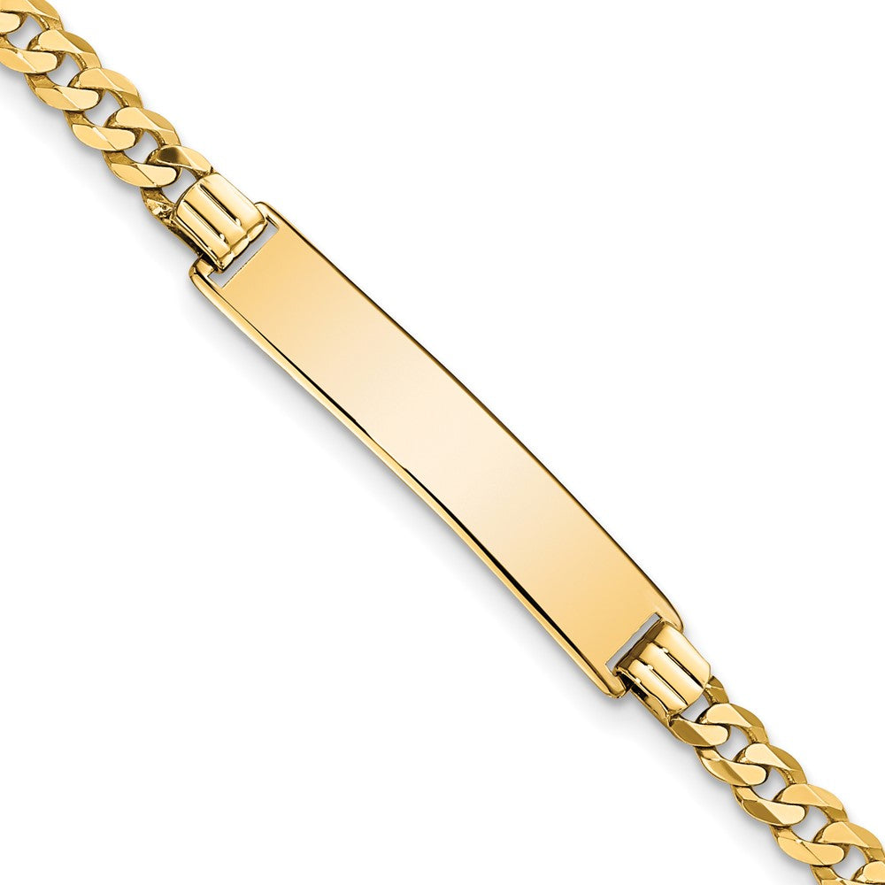 10k Polished Solid Chain/Solid Plate Flat Curb Link 27x5mm Plate ID Bracelet
