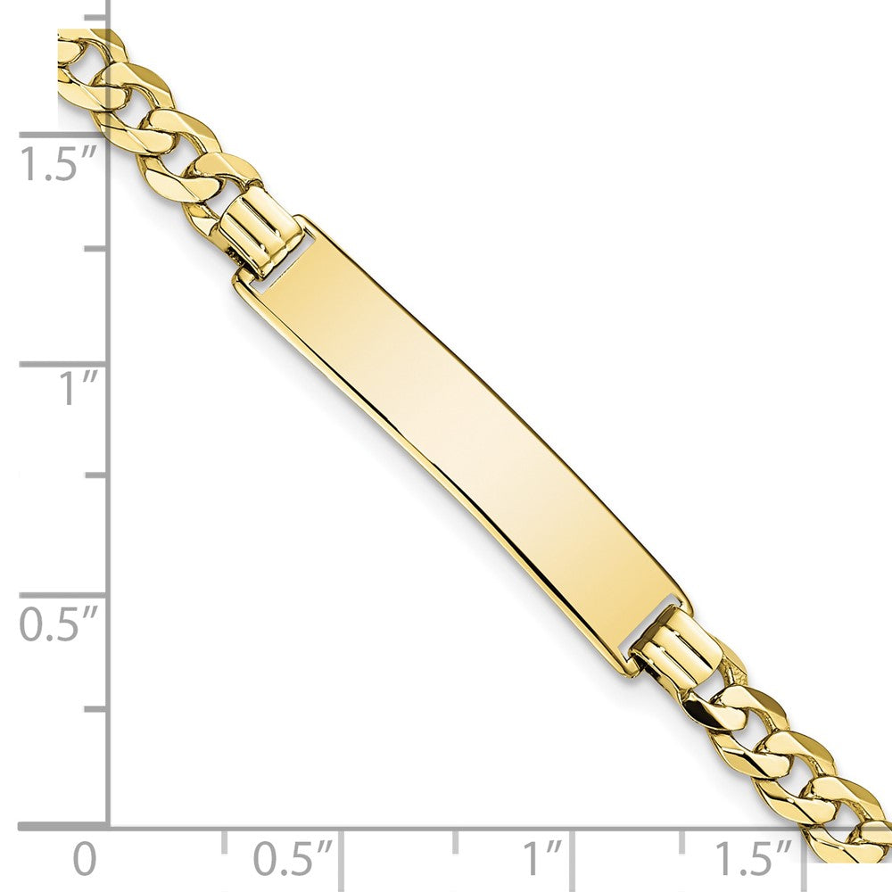 10k Polished Solid Chain/Solid Plate Flat Curb Link 32x6mm Plate ID Bracelet