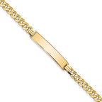 10k Polished Solid Chain/Solid Plate Flat Curb Link 32x6mm Plate ID Bracelet