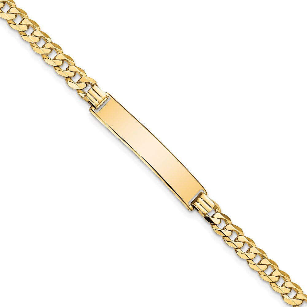 10k Polished Solid Chain/Solid Plate Flat Curb Link 32x6mm Plate ID Bracelet