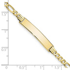10k Polished Solid Chain/Solid Plate Flat Figaro Link 32x6mm Plate ID Bracelet