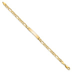 10k Polished Solid Chain/Solid Plate Flat Figaro Link 27x5mm Plate ID Bracelet