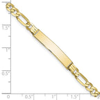 10k Polished Solid Chain/Solid Plate Flat Figaro Link 27x5mm Plate ID Bracelet