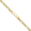 10k Polished Solid Chain/Solid Plate Flat Figaro Link 27x5mm Plate ID Bracelet