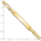 10k Polished Solid Chain/Solid Plate Flat Figaro Link 33x7mm Plate ID Bracelet