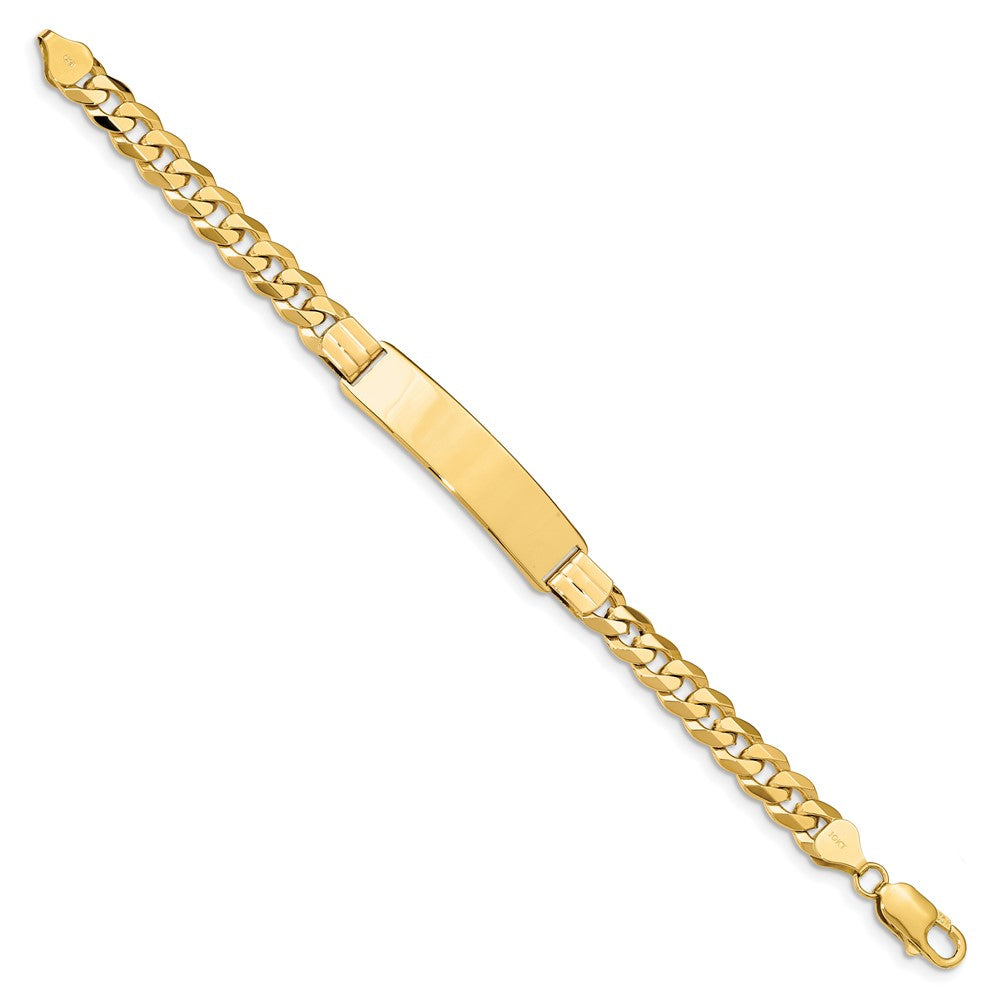 10k Polished Solid Chain/Solid Plate Flat Curb Link 37x9mm Plate ID Bracelet