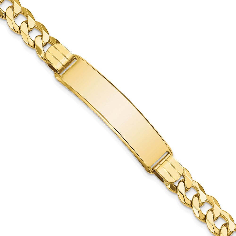 10k Polished Solid Chain/Solid Plate Flat Curb Link 37x9mm Plate ID Bracelet
