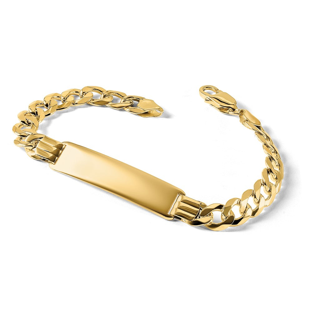 10k Polished Solid Chain/Solid Plate Flat Curb Link 37x9mm Plate ID Bracelet