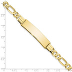 10k Polished Solid Chain/Solid Plate Flat Figaro Link 37x9mm Plate ID Bracelet