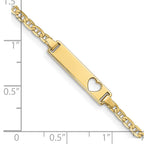 10k Polished Solid Chain/Solid Plate Anchor Link Cut-out Heart 20x5mm Plate ID Bracelet